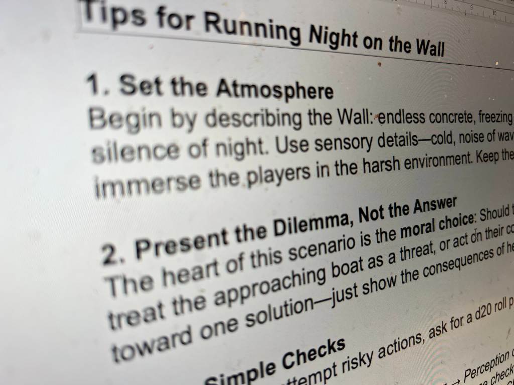 Dice on the Wall – Rollenspiel als Zugang zu Lanchesters „The Wall“